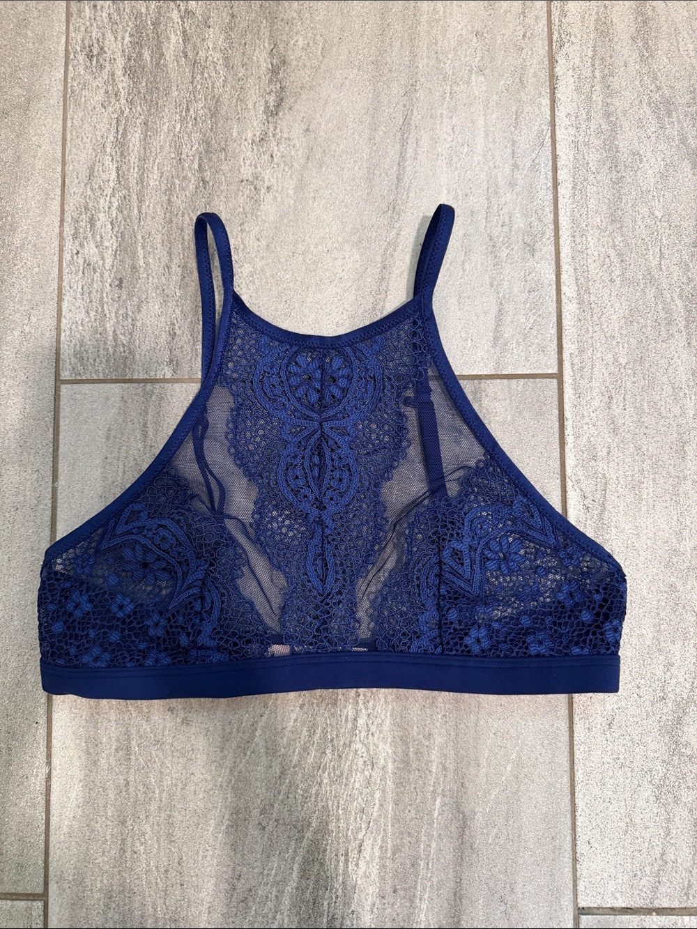 Victoria's Secret Navy High-Neck Lace Bralette NWT